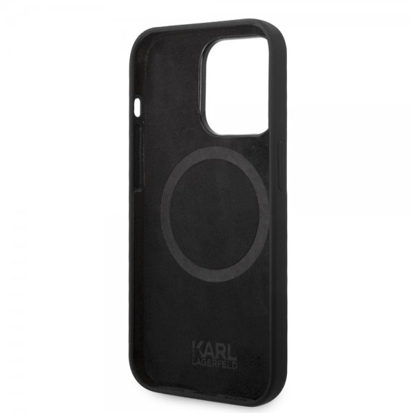 Karl Lagerfeld iPhone 14 Pro Cover Liquid Silicone Karl MagSafe Sort
