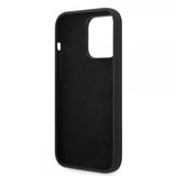 Guess iPhone 14 Pro Cover Flydende Silikone Metallogo Sort