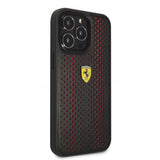 Ferrari iPhone 14 Pro Cover Logo Perforeret Rød