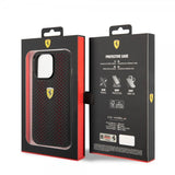 Ferrari iPhone 14 Pro Cover Logo Perforeret Rød