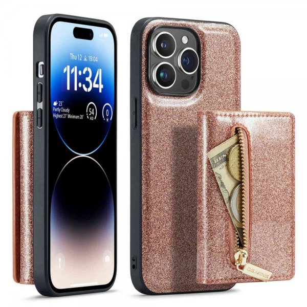 Dg.Ming iPhone 14 Pro Cover M3 Series Aftagelig Kortholder Guld