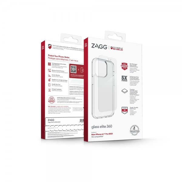 ZAGG InvisibleShield iPhone 14 Pro Cover med Skærmbeskyttelse Glass Elite 360