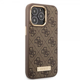 Guess iPhone 14 Pro Cover Metal Plate Logo MagSafe Brun