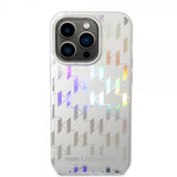Karl Lagerfeld iPhone 14 Pro Cover Monogram Iridescent Silver