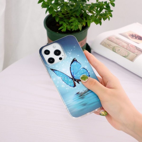 iPhone 14 Pro Cover Motiv Blå Sommerfugl