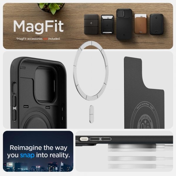 Spigen iPhone 14 Pro Cover Optik Armor MagFit Sort