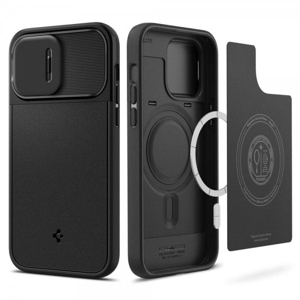 Spigen iPhone 14 Pro Cover Optik Armor MagFit Sort