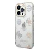 Guess iPhone 14 Pro Cover Peony Glitter Hvid