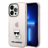Karl Lagerfeld iPhone 14 Pro Cover Printed Choupette Transparent Rosa