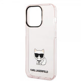 Karl Lagerfeld iPhone 14 Pro Cover Printed Choupette Transparent Rosa