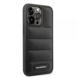 Karl Lagerfeld iPhone 14 Pro Cover Quilted Nylon Puffy Case Logo Plate Sort