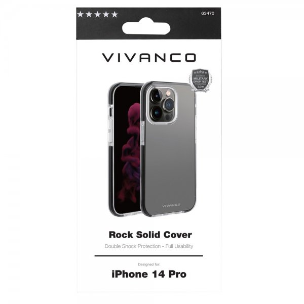 Vivanco iPhone 14 Pro Cover Rock Solid Sort Klar