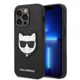 Karl Lagerfeld iPhone 14 Pro Cover Saffiano Choupette Sort