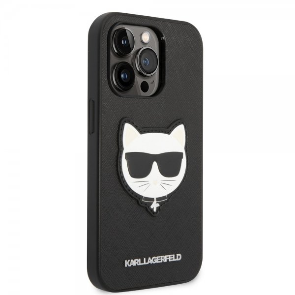 Karl Lagerfeld iPhone 14 Pro Cover Saffiano Choupette Sort