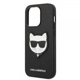 Karl Lagerfeld iPhone 14 Pro Cover Saffiano Choupette Sort