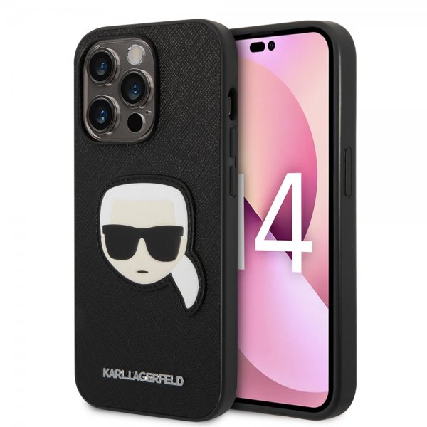 Karl Lagerfeld iPhone 14 Pro Cover Saffiano Karl Sort