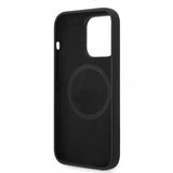Guess iPhone 14 Pro Cover Silikone Metalplade MagSafe Sort