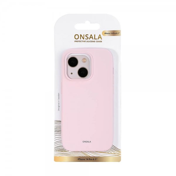 Onsala iPhone 14 Pro Cover Silikone Chalk Pink