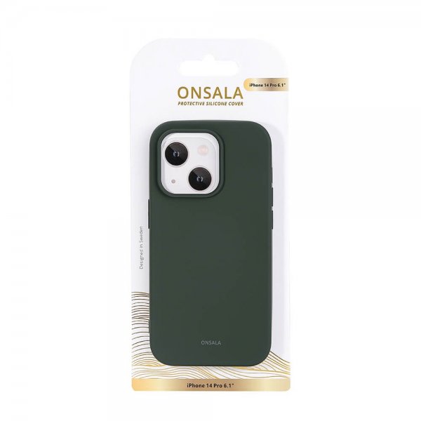 Onsala iPhone 14 Pro Cover Silikone Oliven Grøn