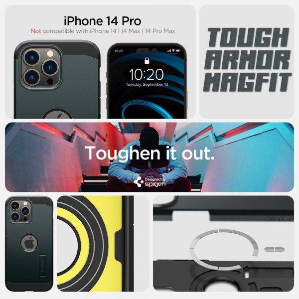 Spigen iPhone 14 Pro Cover Tough Armor MagFit Abyss Green