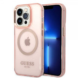Guess iPhone 14 Pro Cover Gennemsigtigt MagSafe Rosa