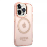 Guess iPhone 14 Pro Cover Gennemsigtigt MagSafe Rosa