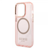 Guess iPhone 14 Pro Cover Gennemsigtigt MagSafe Rosa
