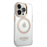 Guess iPhone 14 Pro Transparent MagSafe Guld Transparent Cover