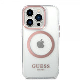 Guess iPhone 14 Pro Cover Transparent MagSafe Rosa Transparent