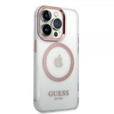 Guess iPhone 14 Pro Cover Transparent MagSafe Rosa Transparent