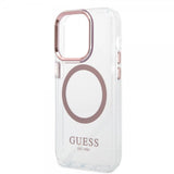 Guess iPhone 14 Pro Cover Transparent MagSafe Rosa Transparent