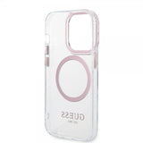 Guess iPhone 14 Pro Cover Transparent MagSafe Rosa Transparent