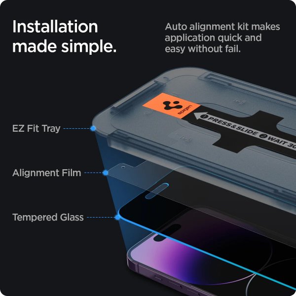 Spigen iPhone 14 Pro Skærmbeskyttelse GLAS.tR EZ Fit Privacy 2-pak