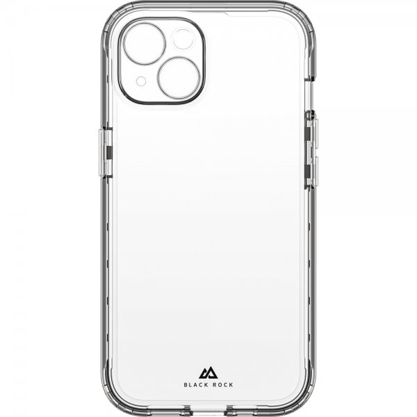 Black Rock iPhone 14 Cover 360° Real Glass Case Sort Klar
