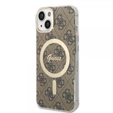 Guess iPhone 14 Cover 4G Pattern MagSafe Brun