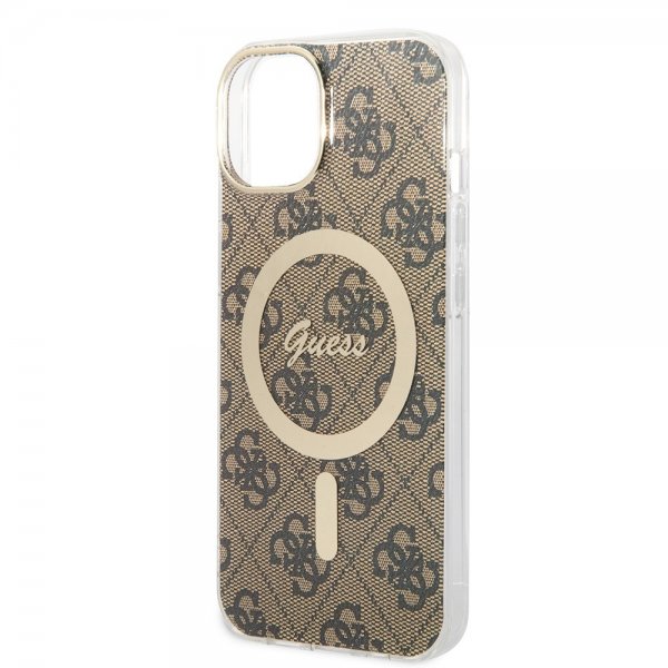 Guess iPhone 14 Cover 4G Pattern MagSafe Brun