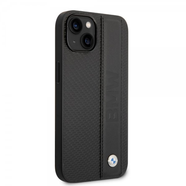 BMW iPhone 14 Cover Big Logo Stripe Sort
