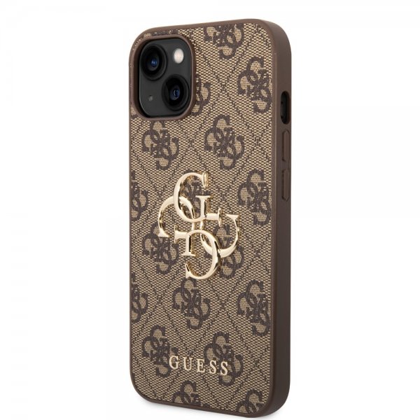 Guess iPhone 14 Cover Big Metal Logo Brun