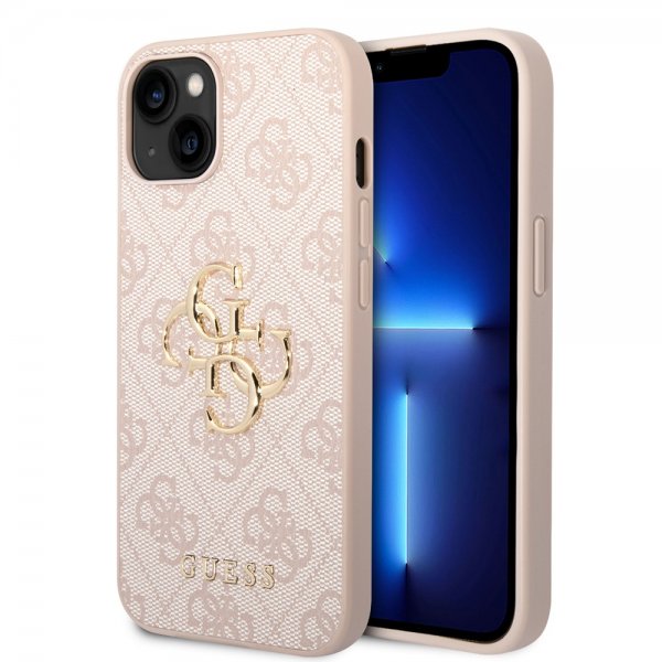 Guess iPhone 14 Cover Big Metal Logo Rosa