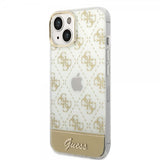 Guess iPhone 14 Cover Bottom Stripe Script Logo Guld