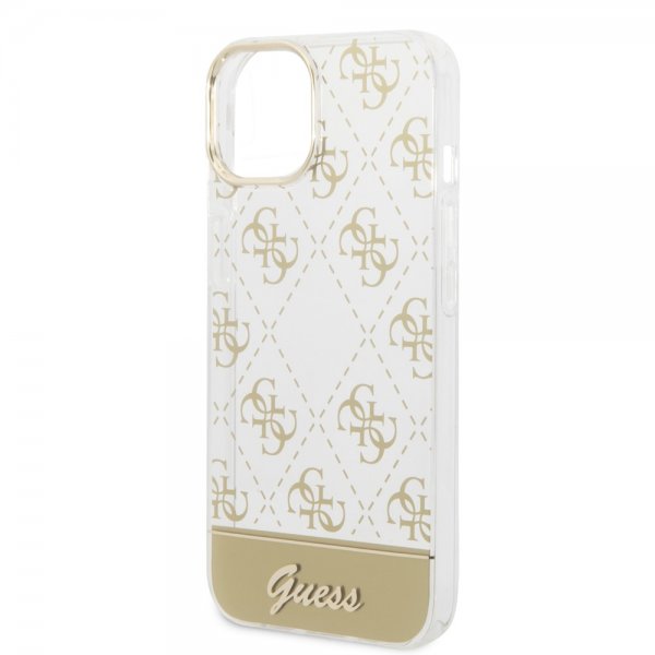 Guess iPhone 14 Cover Bottom Stripe Script Logo Guld