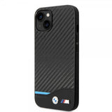 BMW iPhone 14 Cover Carbon Effect Printed Logo Sort