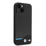 BMW iPhone 14 Cover Carbon Effect Printed Logo Sort