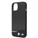 BMW iPhone 14 Cover Carbon Effect Printed Logo Sort