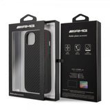 AMG iPhone 14 Cover Carbon Effect Stamped Logo Sort
