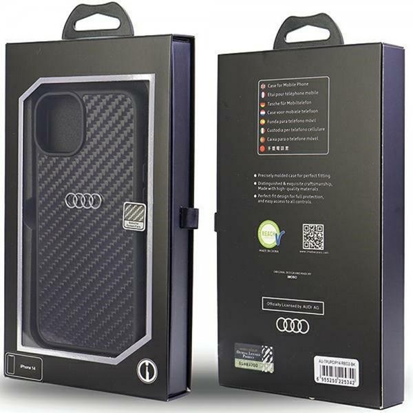 Audi iPhone 14 Cover Carbon Fiber Sort