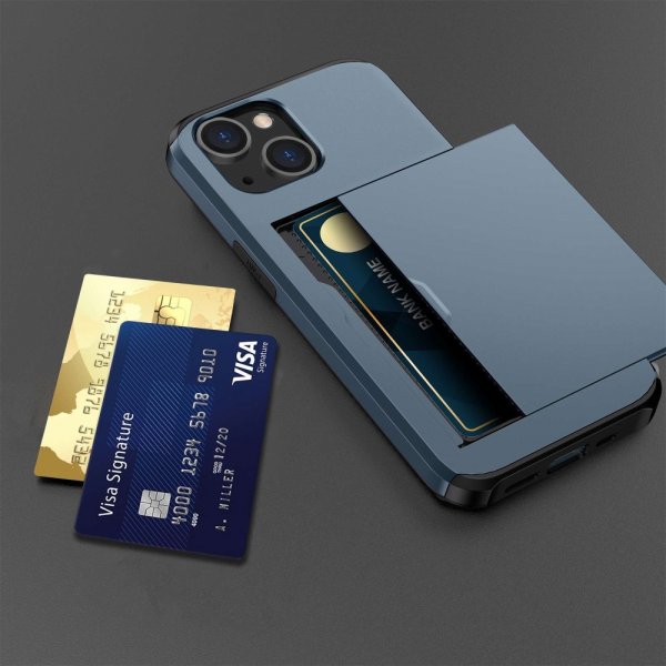 iPhone 14 Cover Card Slide Blå