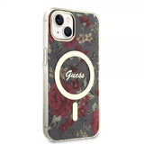 Guess iPhone 14 Cover Flower MagSafe Kaki