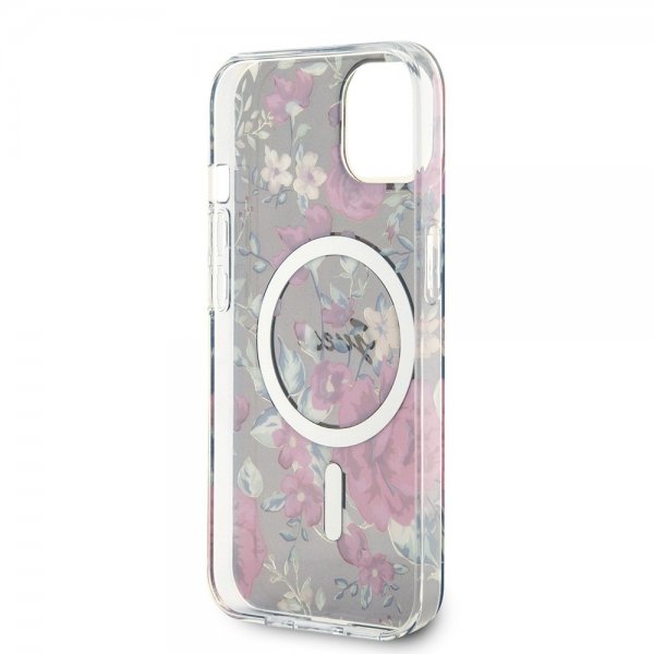 Guess iPhone 14 Cover Flower MagSafe Kaki