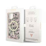 Guess iPhone 14 Cover Flower MagSafe Rosa